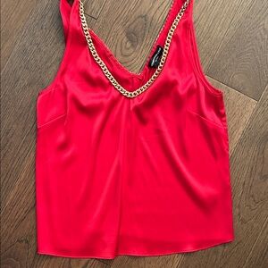 Generation Love Red Camisole with Gold Chain Accent